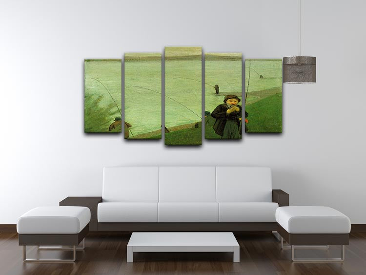 Anglers on the Rhine by Macke 5 Split Panel Canvas - Canvas Art Rocks - 3