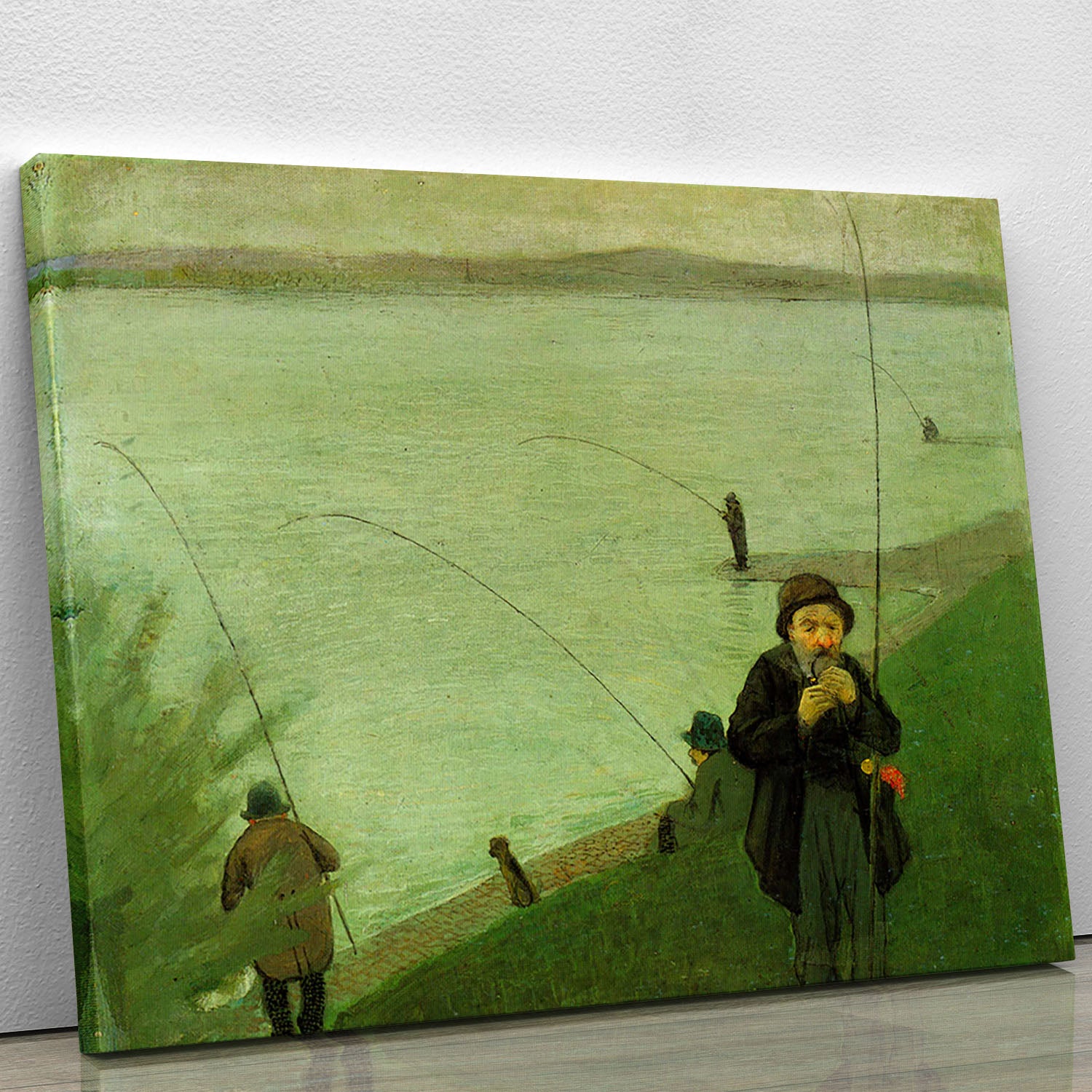 Anglers on the Rhine by Macke Canvas Print or Poster - Canvas Art Rocks - 1