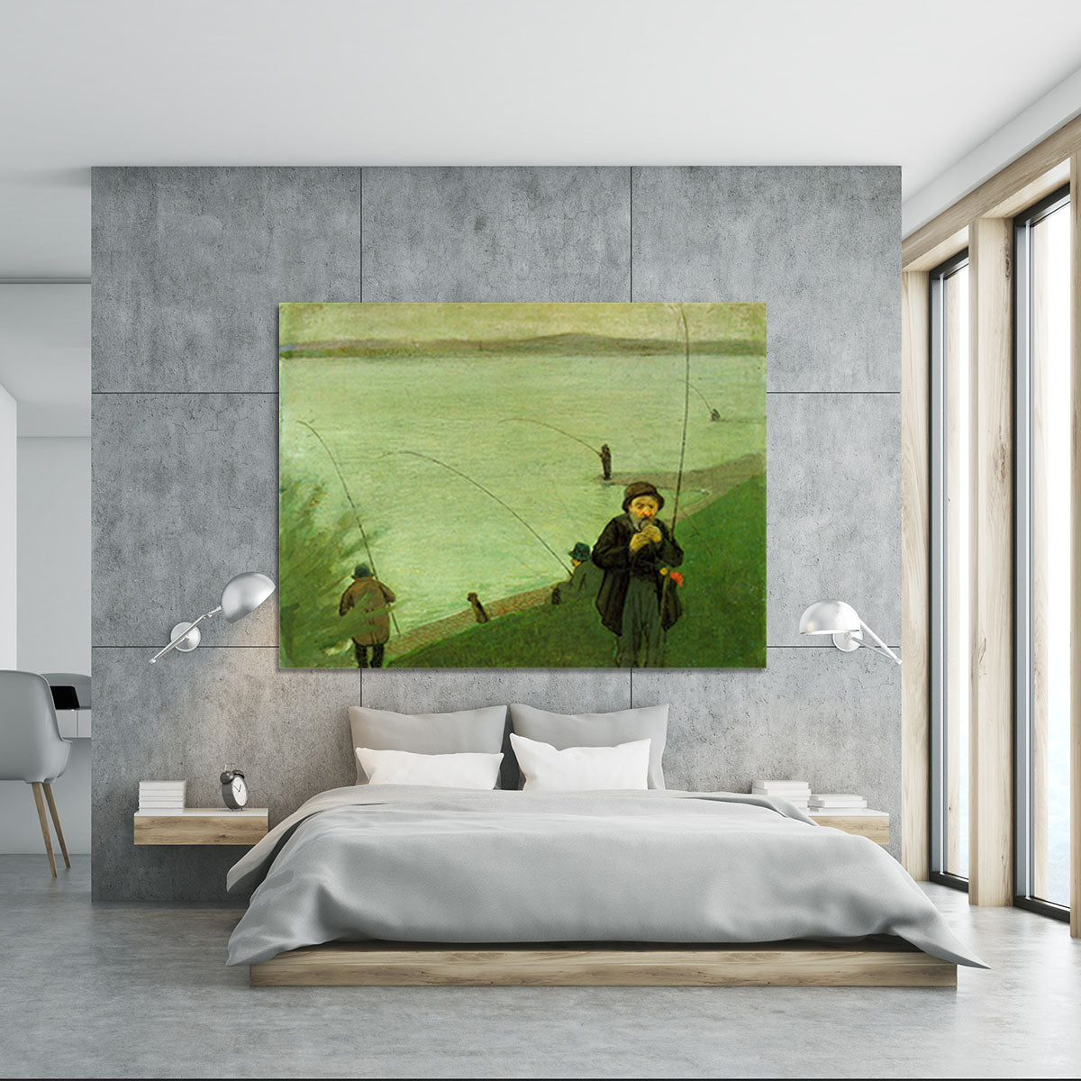 Anglers on the Rhine by Macke Canvas Print or Poster - Canvas Art Rocks - 5