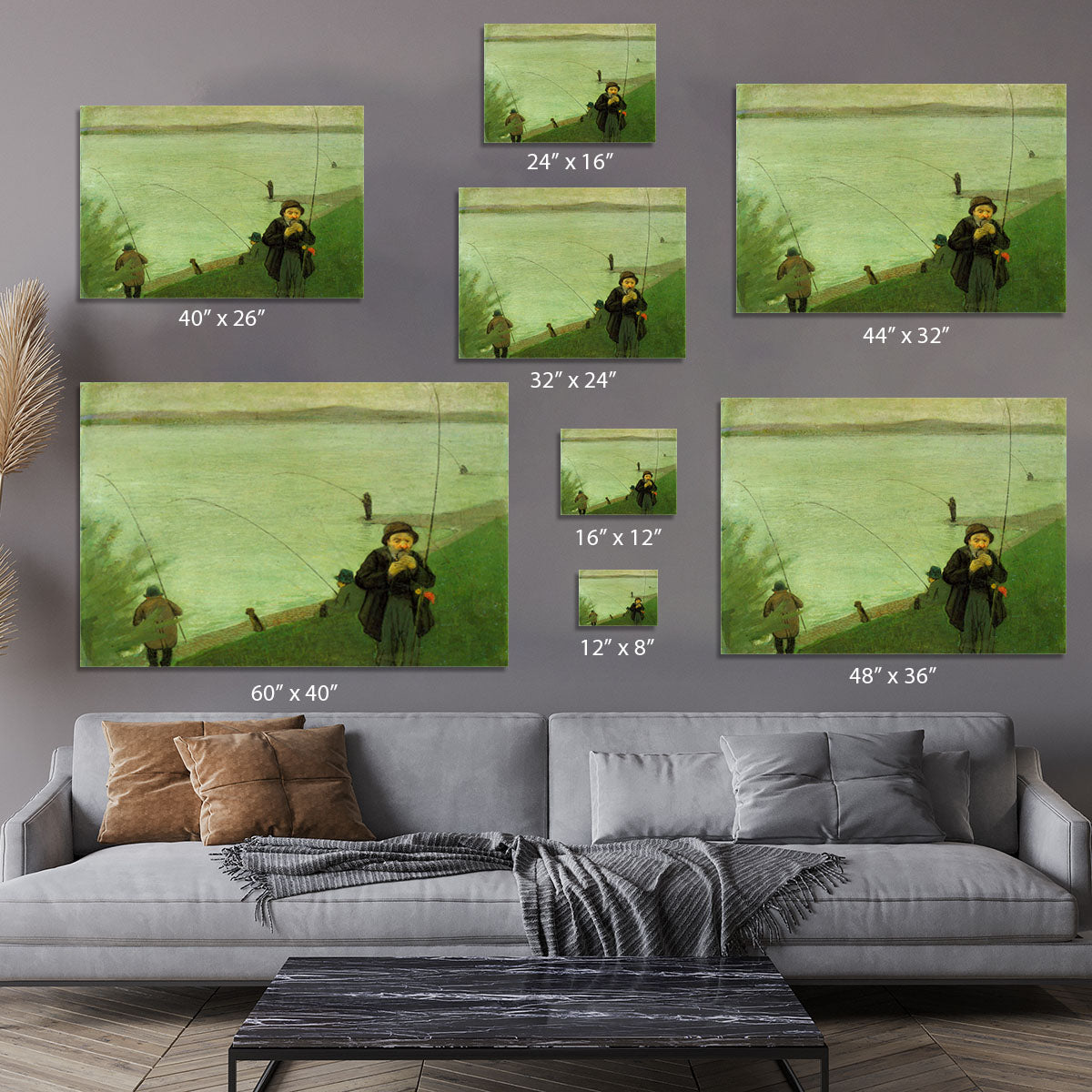 Anglers on the Rhine by Macke Canvas Print or Poster - Canvas Art Rocks - 7