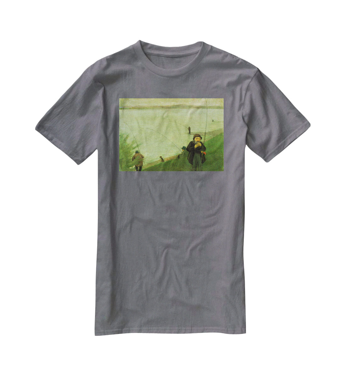 Anglers on the Rhine by Macke T-Shirt - Canvas Art Rocks - 3