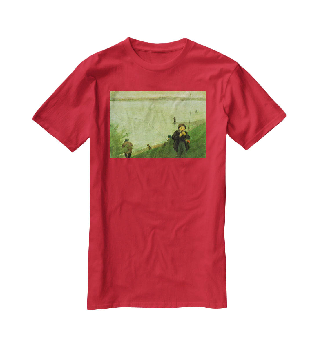 Anglers on the Rhine by Macke T-Shirt - Canvas Art Rocks - 4