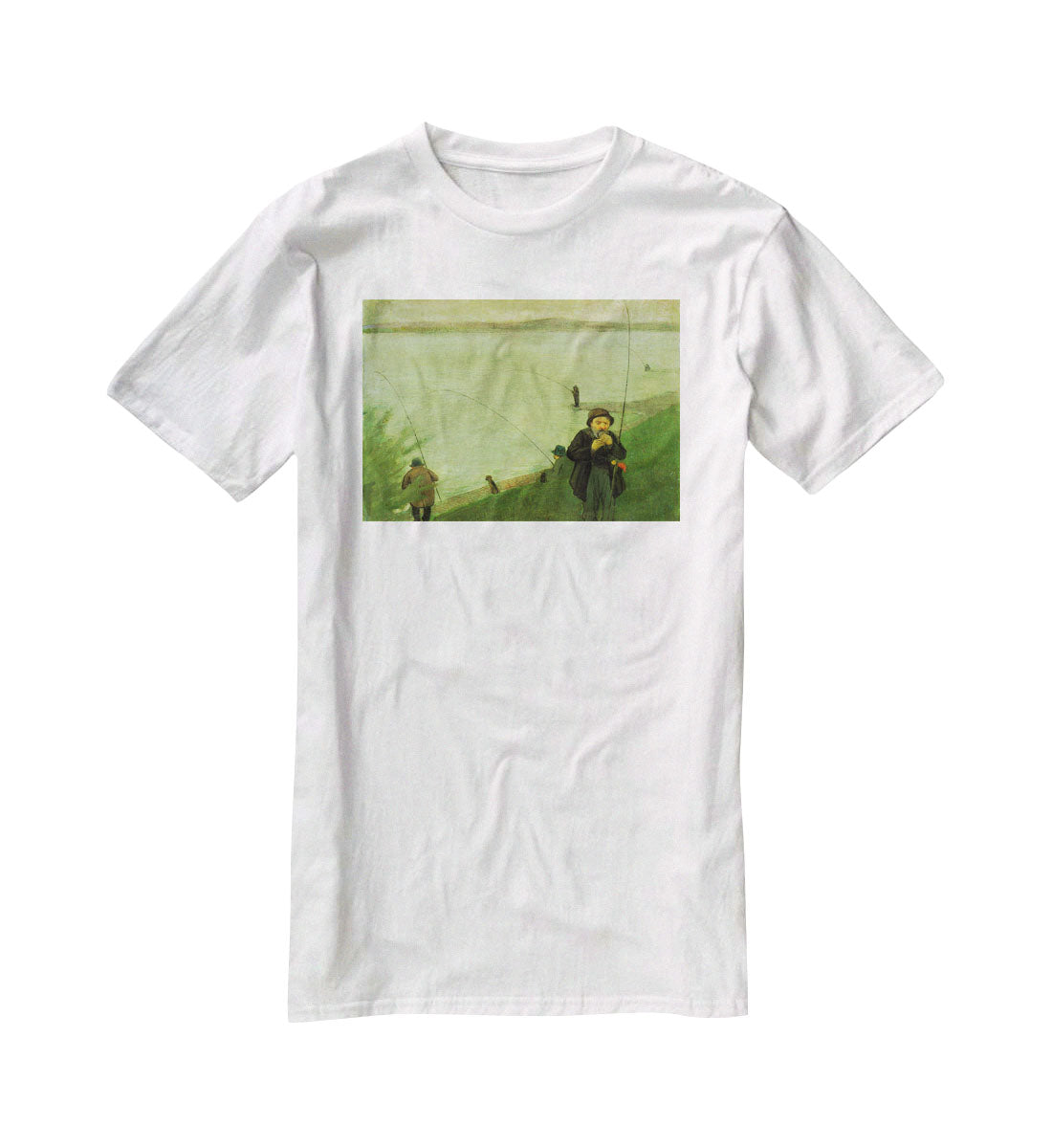 Anglers on the Rhine by Macke T-Shirt - Canvas Art Rocks - 5