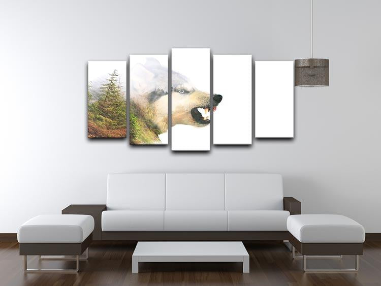 Angry siberian husky dog 5 Split Panel Canvas - Canvas Art Rocks - 3