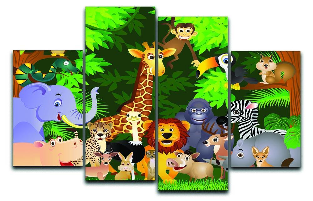 Animal cartoon 4 Split Panel Canvas  - Canvas Art Rocks - 1