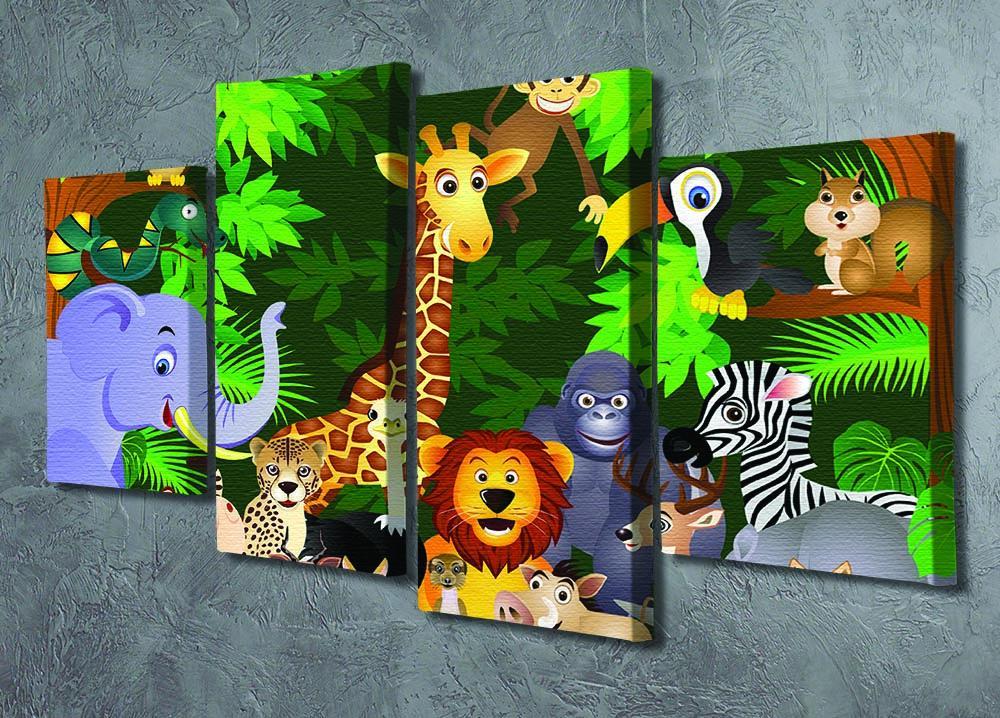Animal cartoon 4 Split Panel Canvas - Canvas Art Rocks - 2