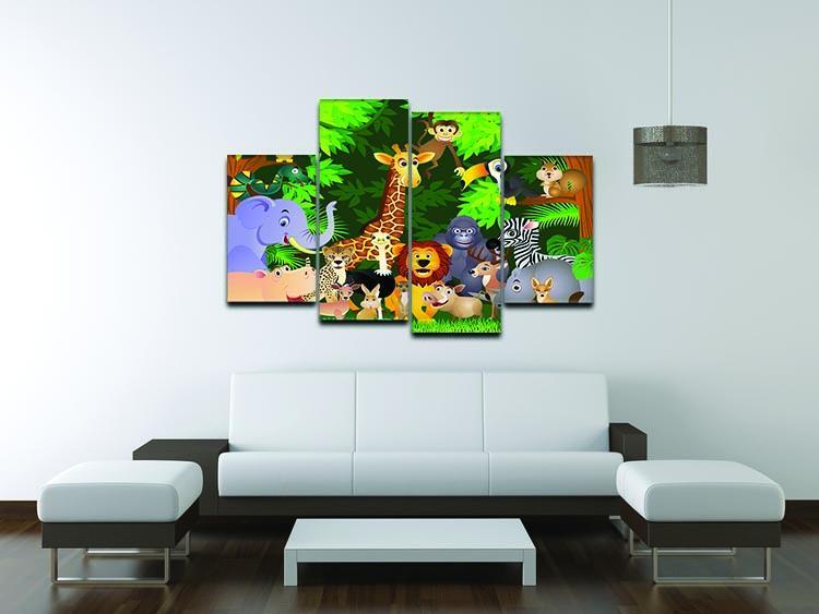 Animal cartoon 4 Split Panel Canvas - Canvas Art Rocks - 3