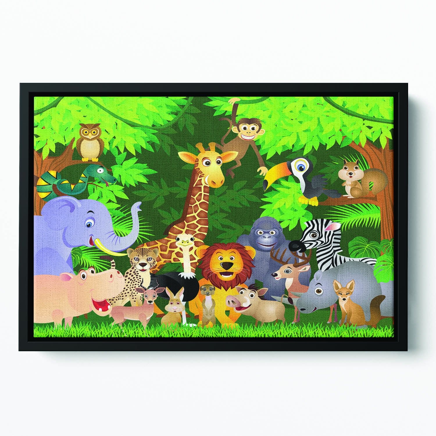 Animal cartoon Floating Framed Canvas