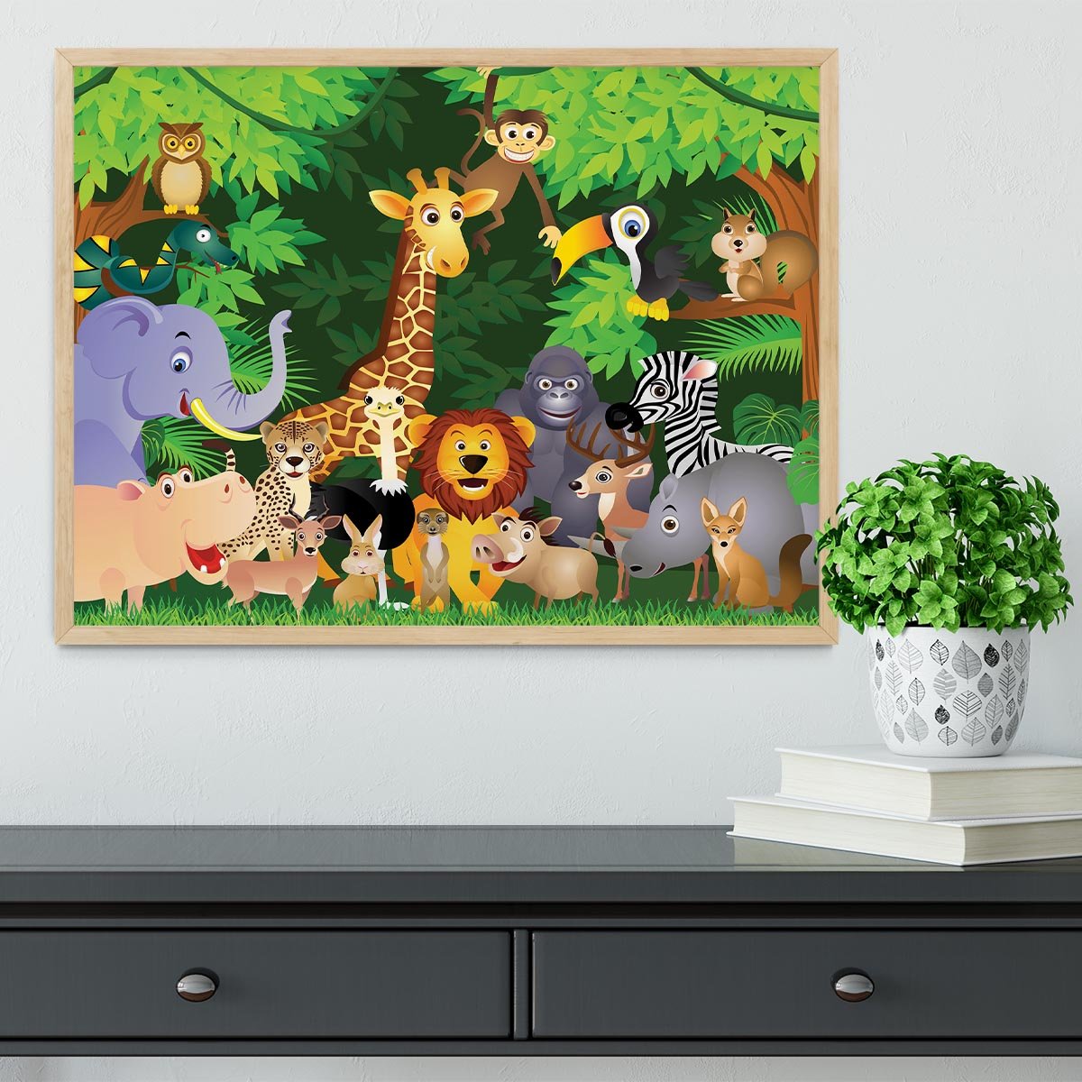 Animal cartoon Framed Print - Canvas Art Rocks - 4