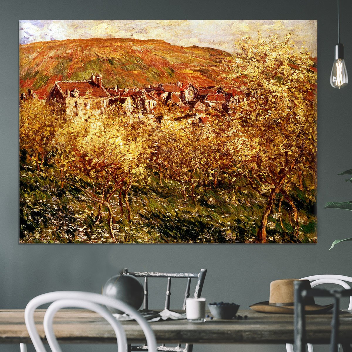 Apple Trees In Blossom by Monet Canvas Print or Poster