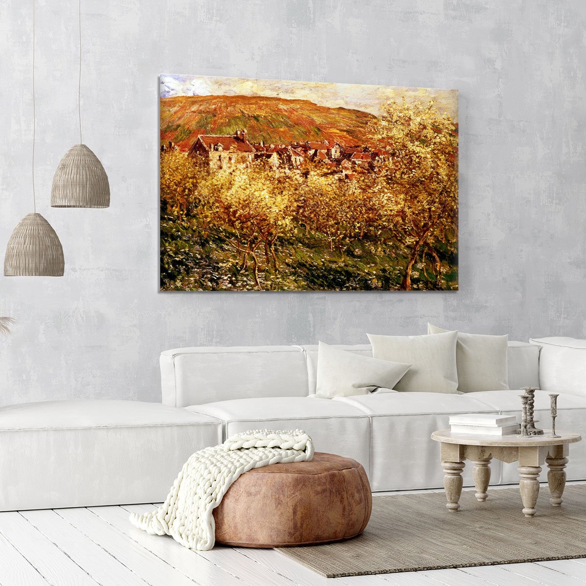 Apple Trees In Blossom by Monet Canvas Print or Poster