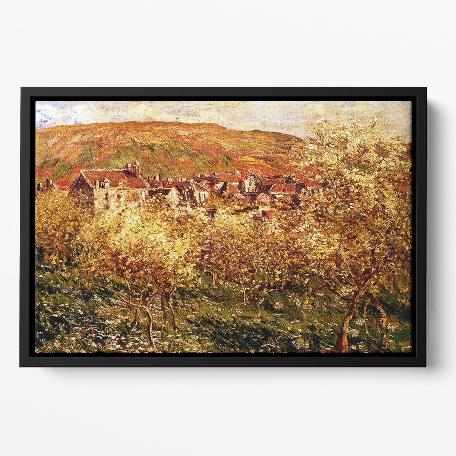 Apple Trees In Blossom by Monet Floating Framed Canvas