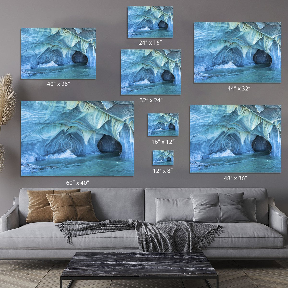 Aqua Marble Landscape Canvas Print or Poster