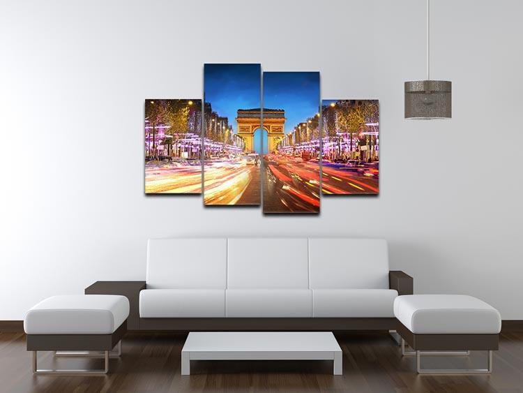 Arc de triomphe Paris city at sunset 4 Split Panel Canvas  - Canvas Art Rocks - 3