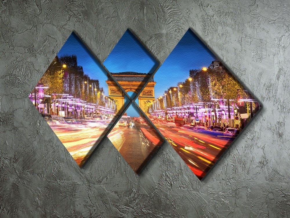 Arc de triomphe Paris city at sunset 4 Square Multi Panel Canvas  - Canvas Art Rocks - 2