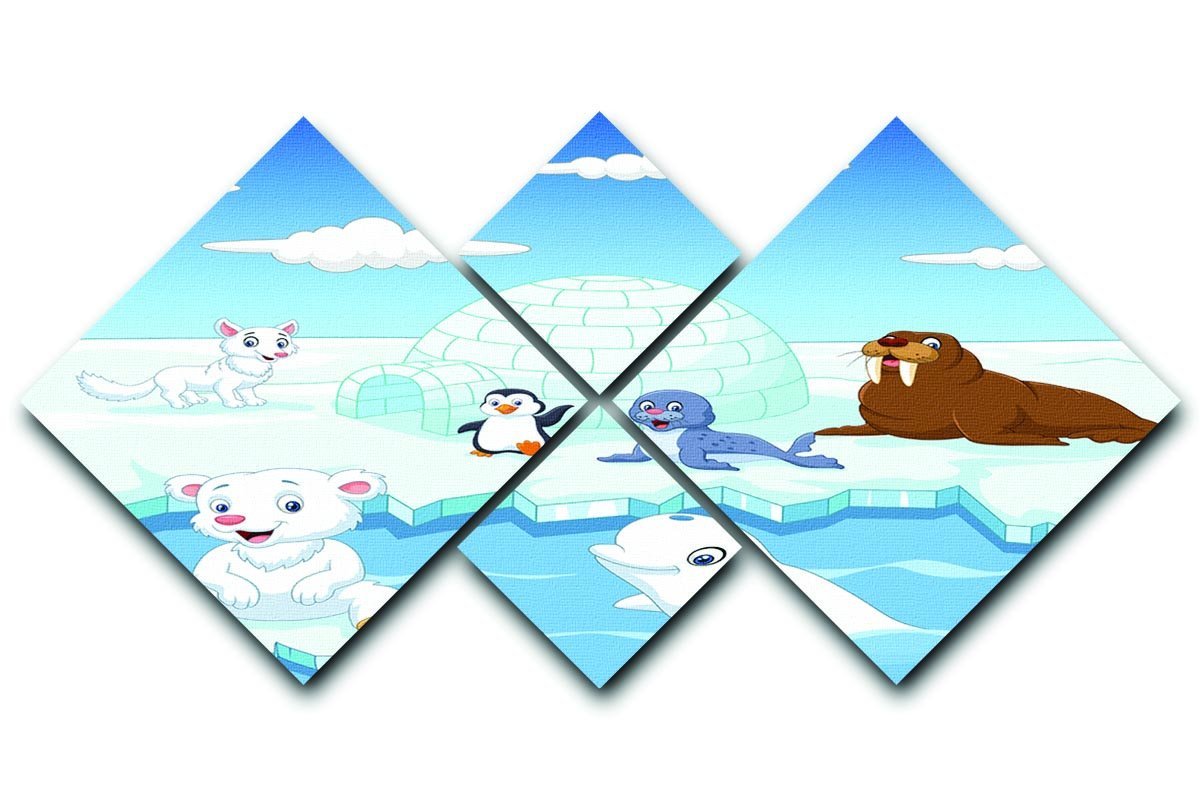 Arctics animals 4 Square Multi Panel Canvas  - Canvas Art Rocks - 1