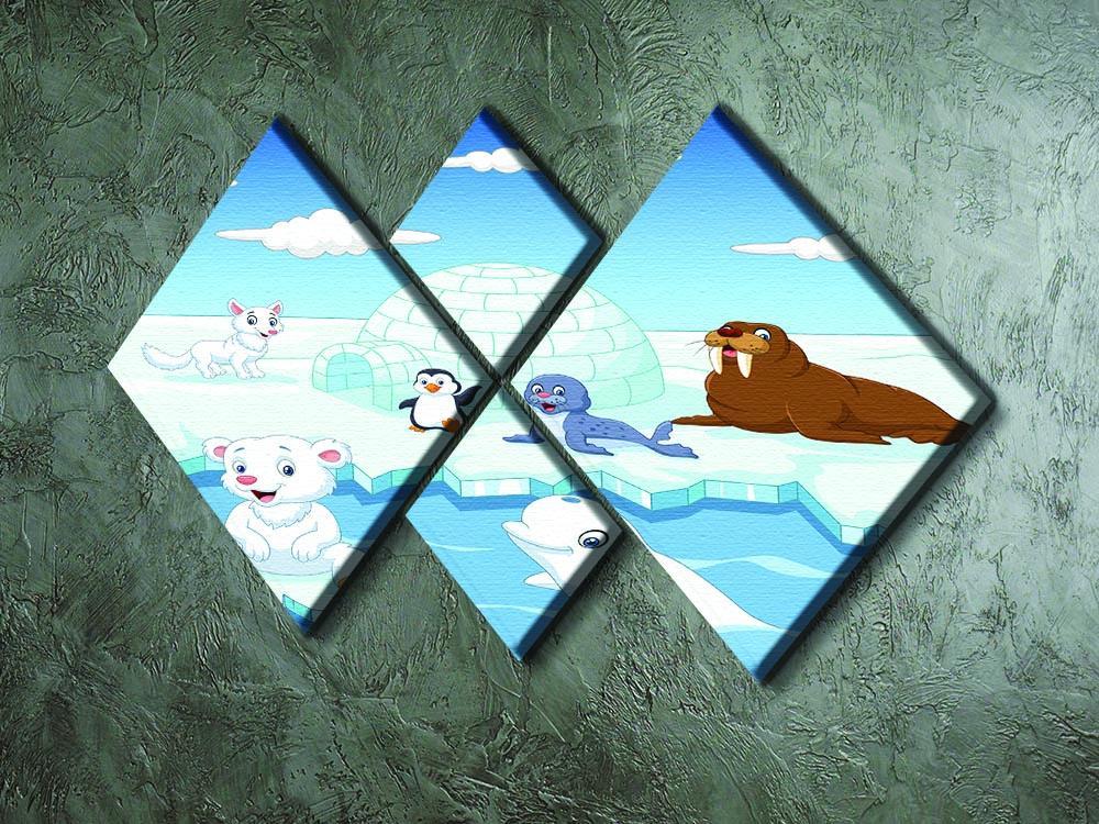 Arctics animals 4 Square Multi Panel Canvas - Canvas Art Rocks - 2