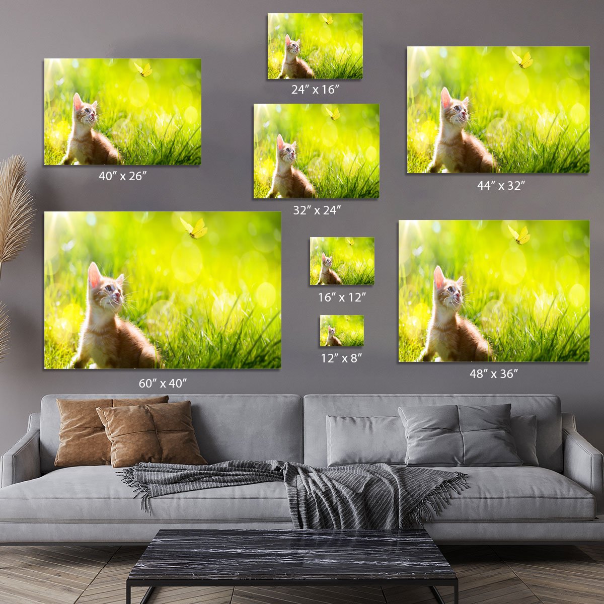 Art little ginger kitten outdoors Canvas Print or Poster