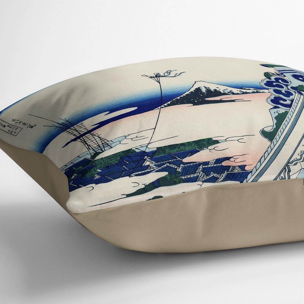 Asakusa Honganji temple by Hokusai Throw Pillow