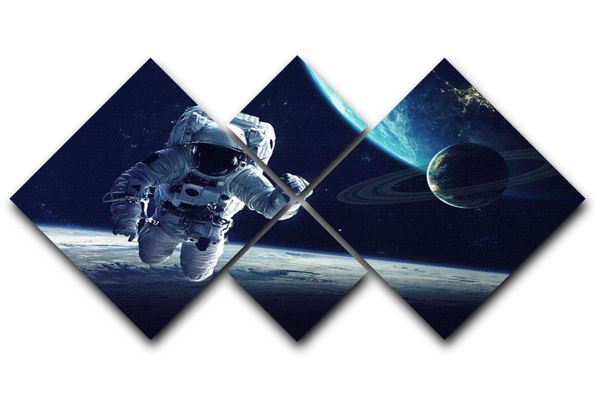Astronaut at spacewalk 4 Square Multi Panel Canvas  - Canvas Art Rocks - 1