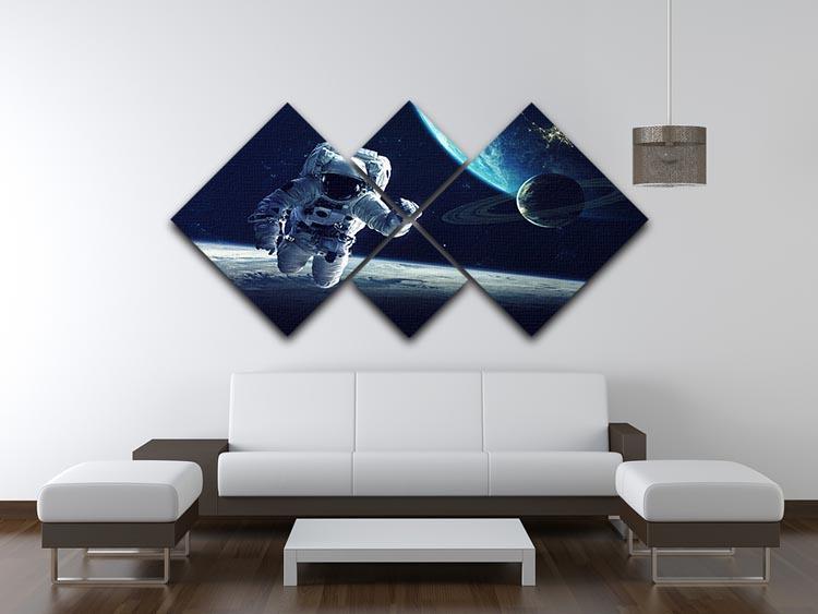 Astronaut at spacewalk 4 Square Multi Panel Canvas - Canvas Art Rocks - 3