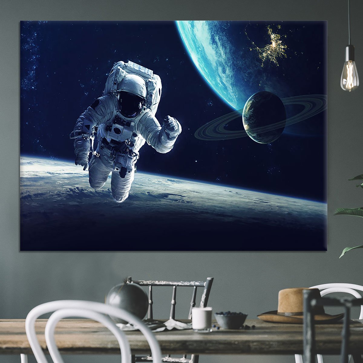 Astronaut at spacewalk Canvas Print or Poster