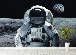 Astronaut at the moon Wall Mural Wallpaper - Canvas Art Rocks - 4