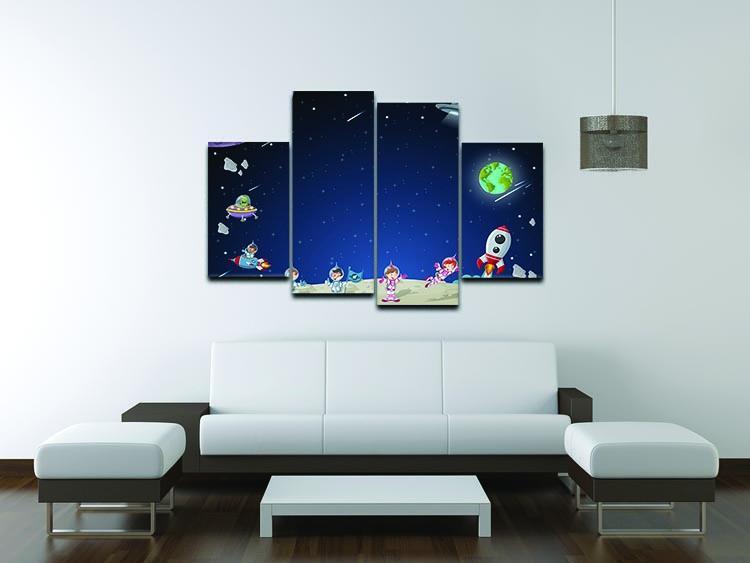 Astronaut cartoon characters 4 Split Panel Canvas - Canvas Art Rocks - 3