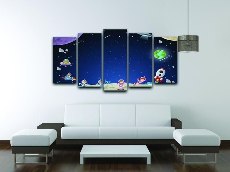 Astronaut cartoon characters 5 Split Panel Canvas - Canvas Art Rocks - 3
