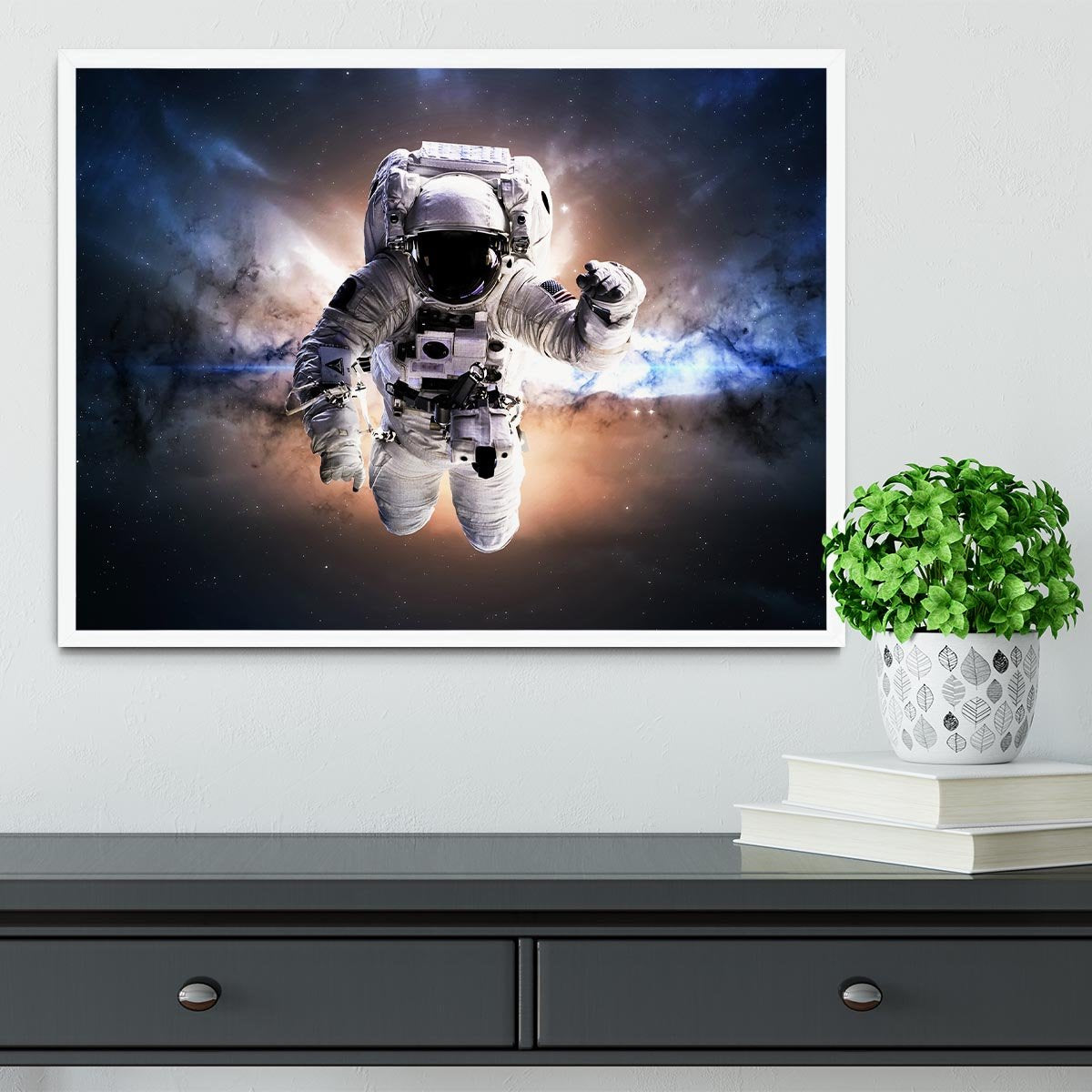 Astronaut in galaxy Framed Print - Canvas Art Rocks -6