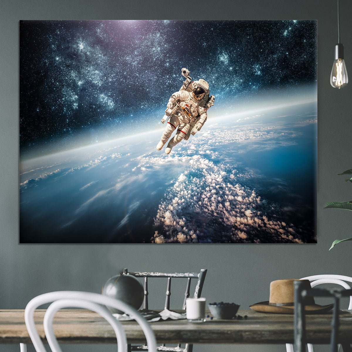 Astronaut in outer space planet earth Canvas Print or Poster