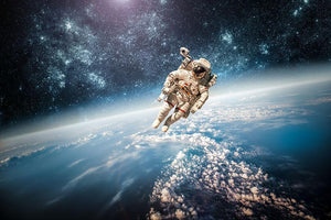 Astronaut in outer space planet earth Wall Mural Wallpaper - Canvas Art Rocks - 1