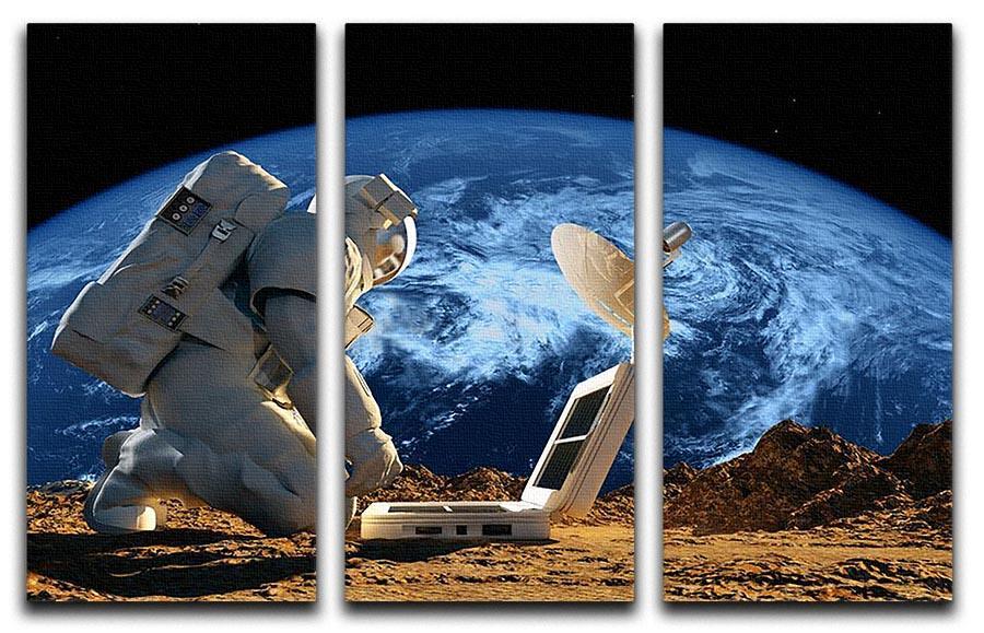 Astronaut working on the Moon 3 Split Panel Canvas Print - Canvas Art Rocks - 1
