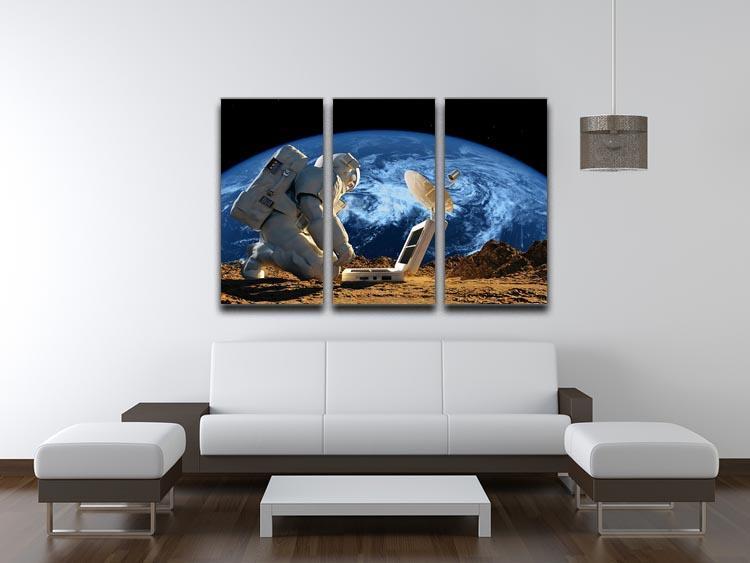 Astronaut working on the Moon 3 Split Panel Canvas Print - Canvas Art Rocks - 3