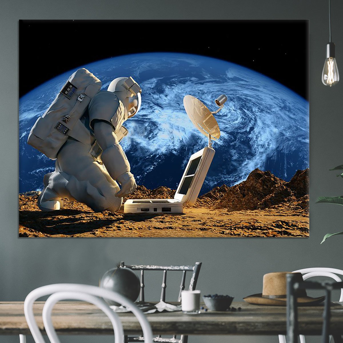 Astronaut working on the Moon Canvas Print or Poster