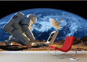 Astronaut working on the Moon Wall Mural Wallpaper - Canvas Art Rocks - 2