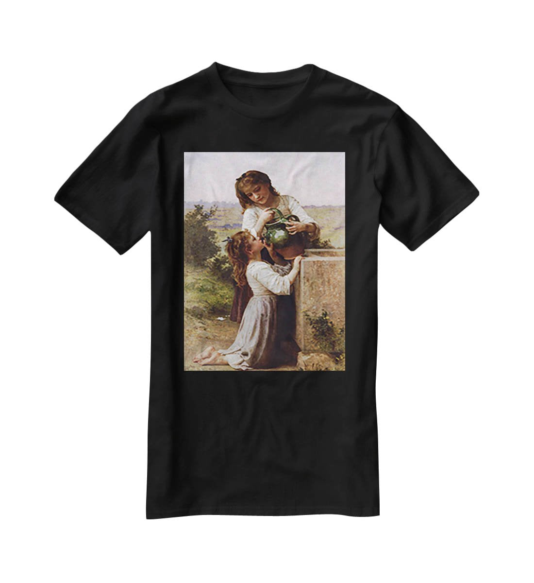 At The Fountain By Bouguereau T-Shirt - Canvas Art Rocks - 1