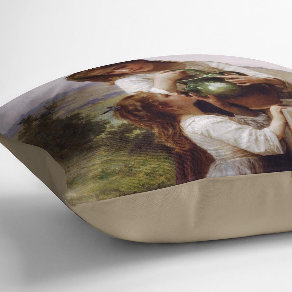 At The Fountain By Bouguereau Throw Pillow