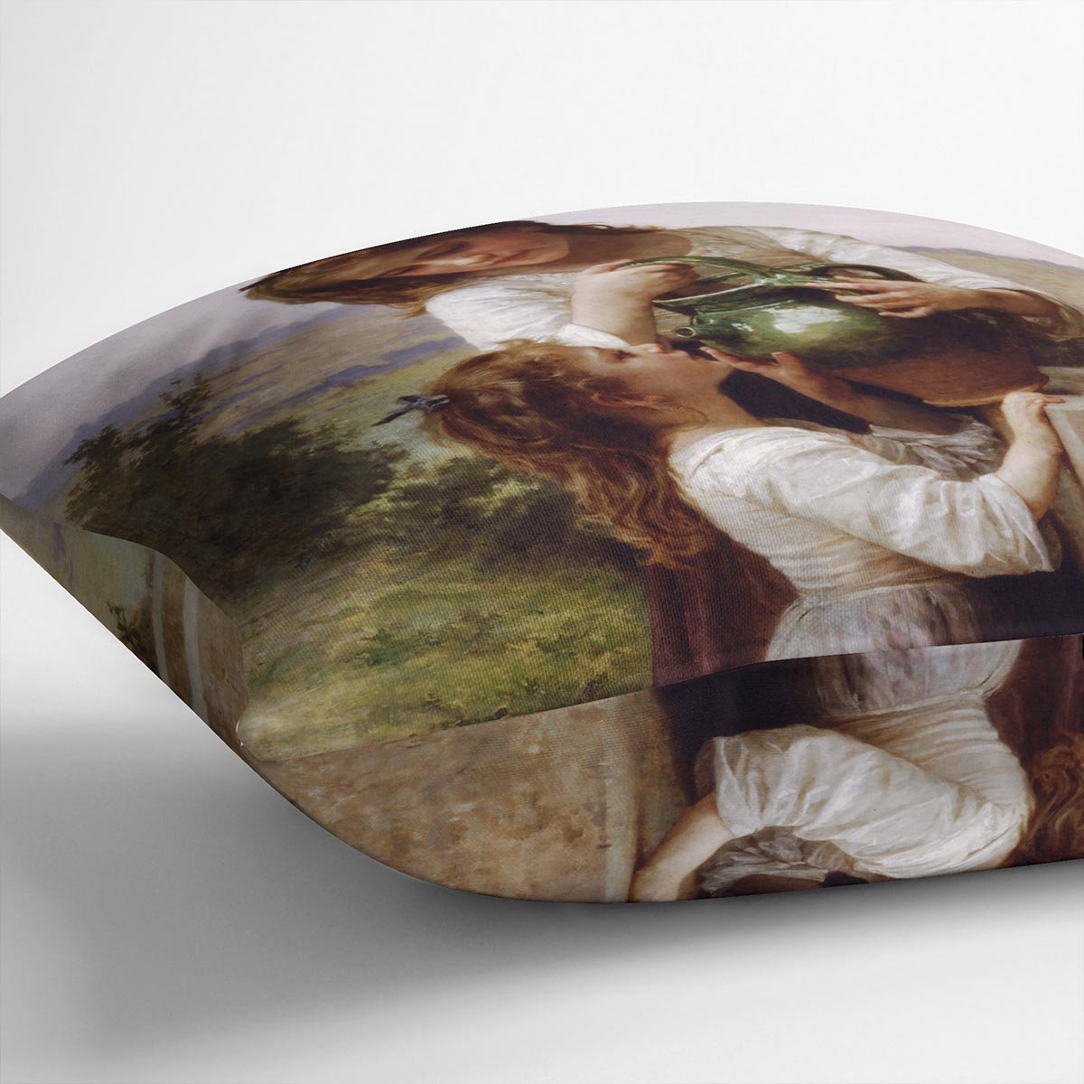 At The Fountain By Bouguereau Throw Pillow