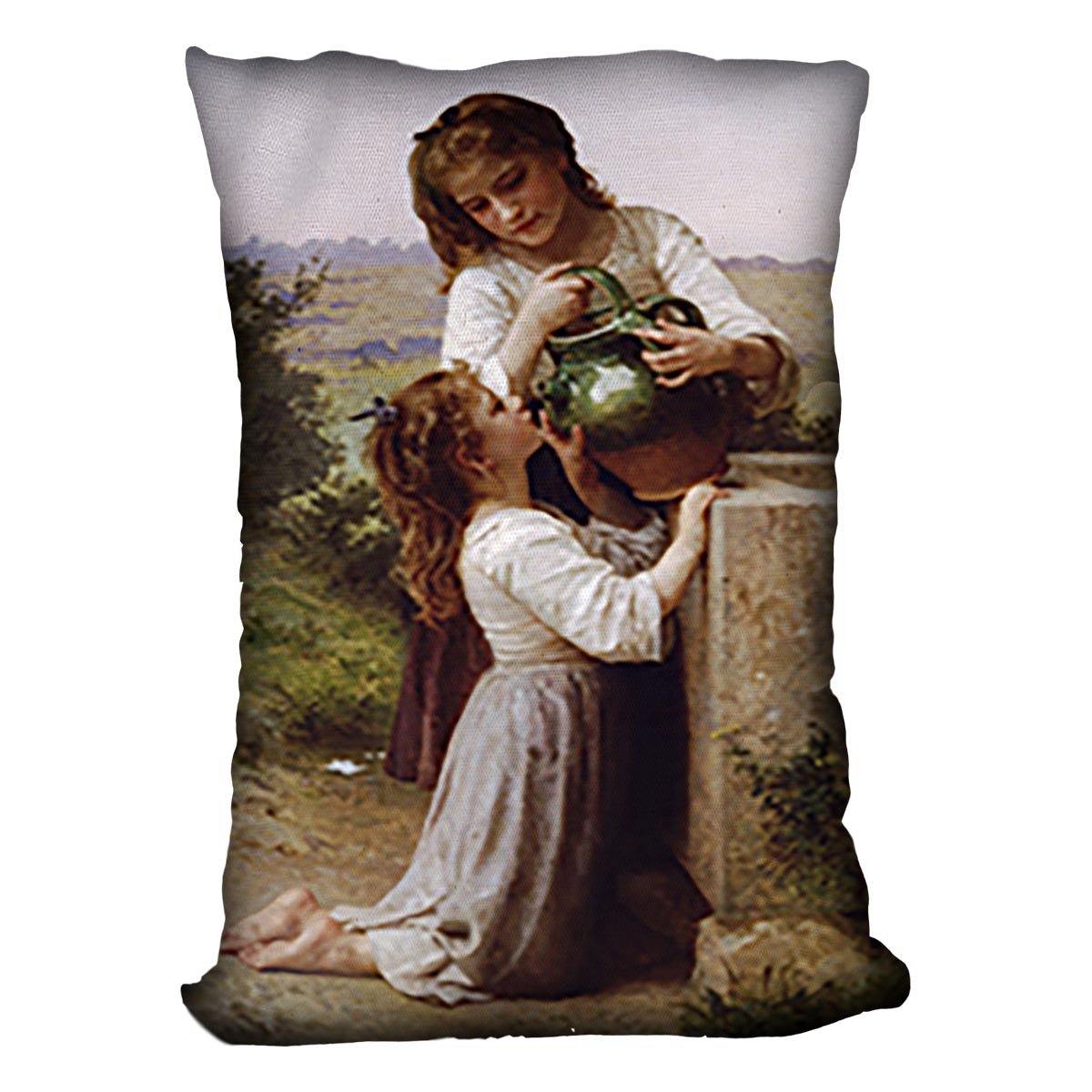 At The Fountain By Bouguereau Throw Pillow