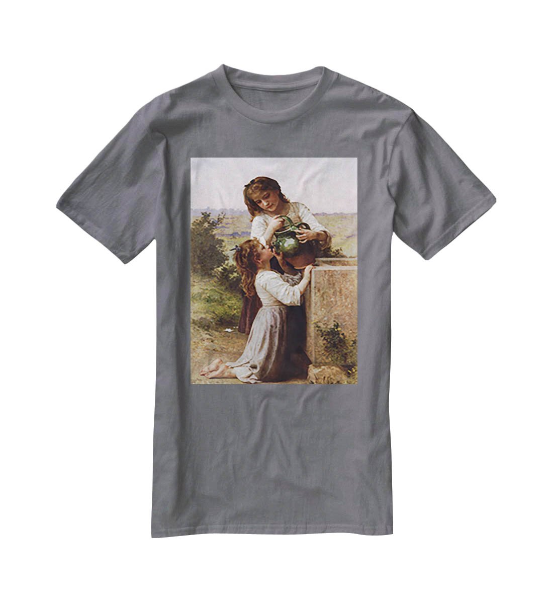 At The Fountain By Bouguereau T-Shirt - Canvas Art Rocks - 3