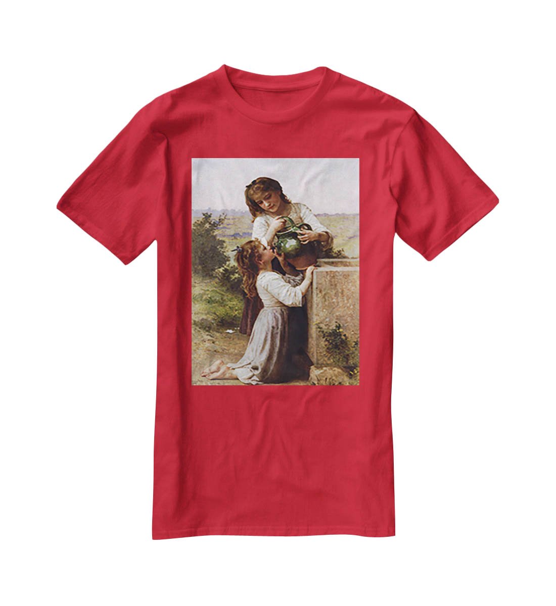 At The Fountain By Bouguereau T-Shirt - Canvas Art Rocks - 4