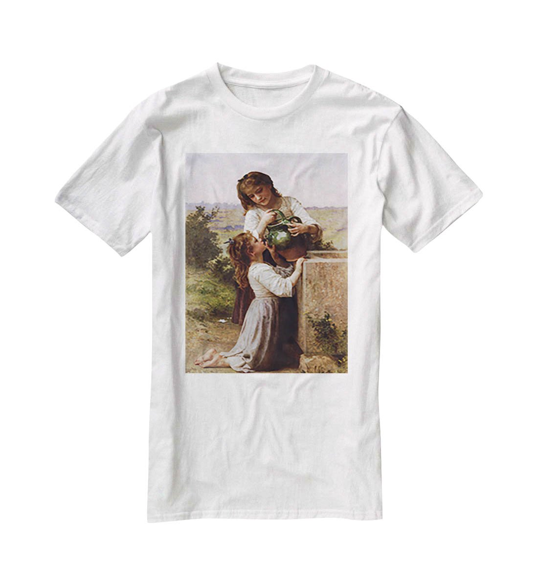 At The Fountain By Bouguereau T-Shirt - Canvas Art Rocks - 5