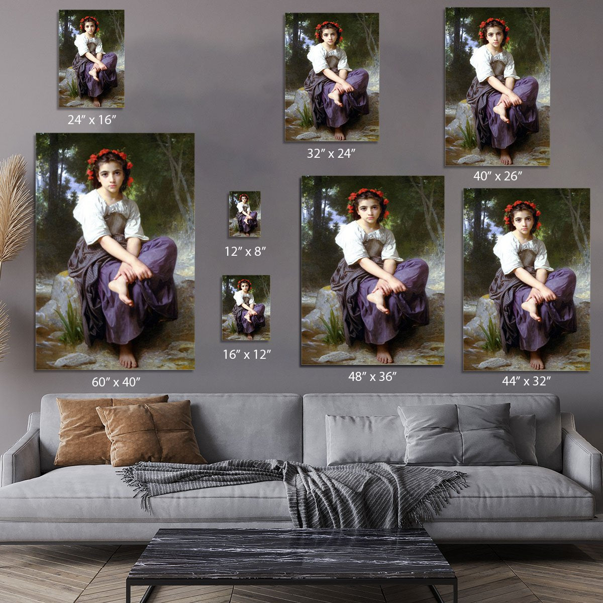 At the Edge of the Brook 2 By Bouguereau Canvas Print or Poster