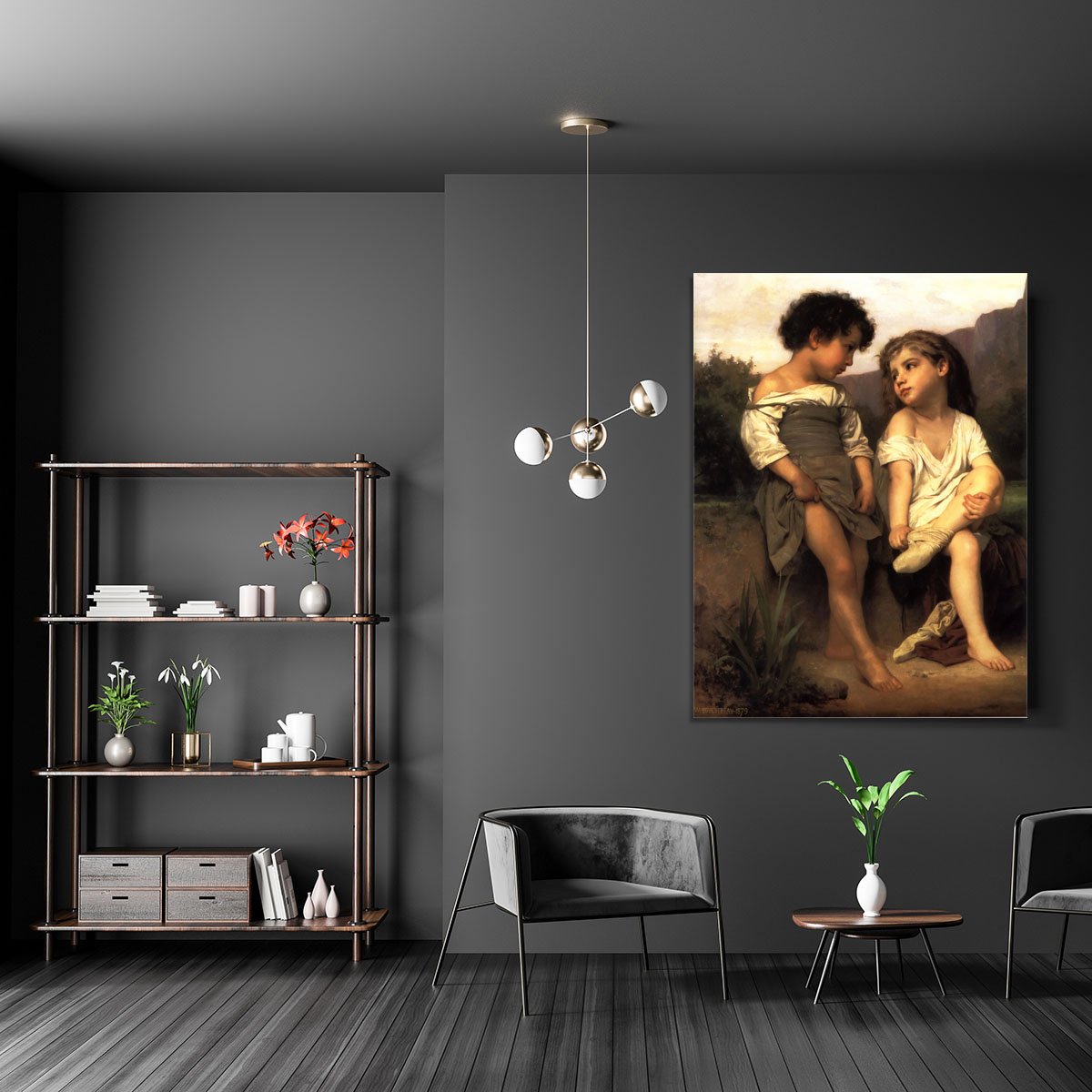 At the Edge of the Brook By Bouguereau Canvas Print or Poster