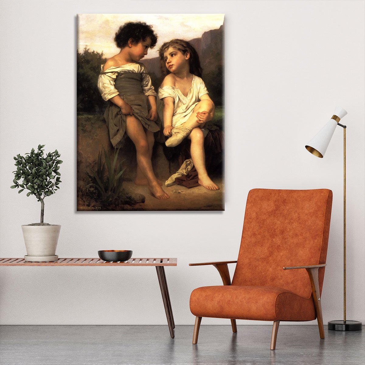 At the Edge of the Brook By Bouguereau Canvas Print or Poster