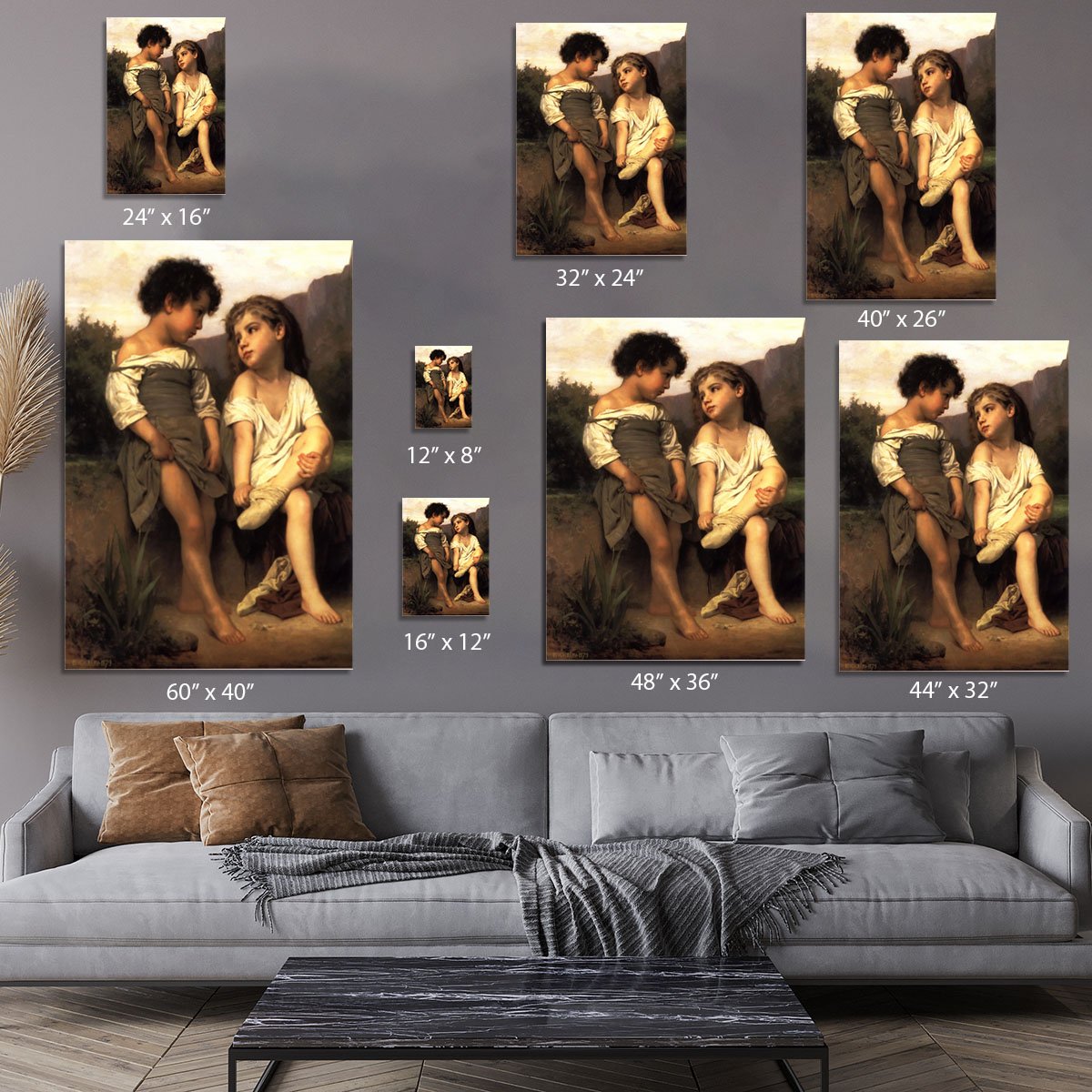 At the Edge of the Brook By Bouguereau Canvas Print or Poster