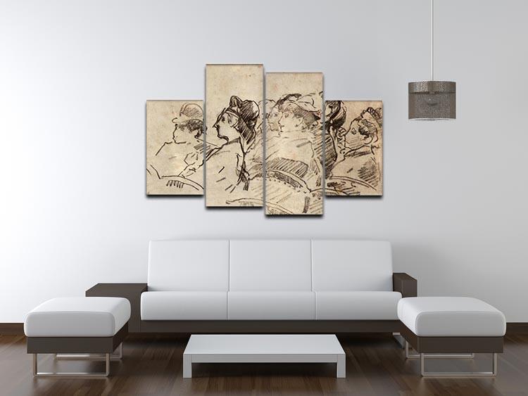 At the Theater by Manet 4 Split Panel Canvas - Canvas Art Rocks - 3