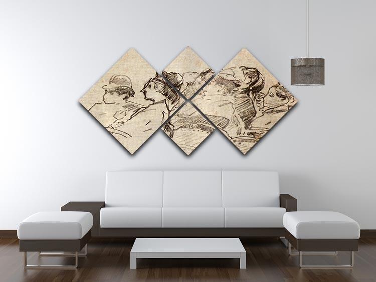 At the Theater by Manet 4 Square Multi Panel Canvas - Canvas Art Rocks - 3