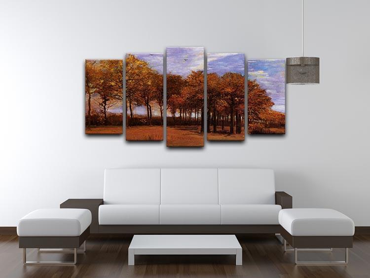 Autumn Landscape by Van Gogh 5 Split Panel Canvas - Canvas Art Rocks - 3